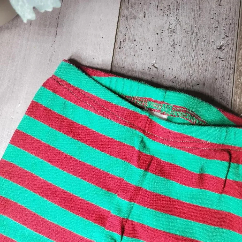 Gymboree Size 2t Matching Elf Pajama Set Red & Green Striped Christmas PJs EUC